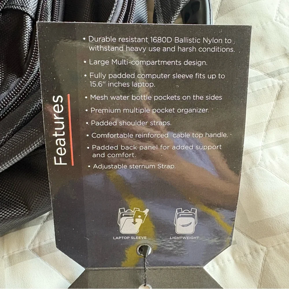 Dukap Eminent Laptop Backpack, Black, NWT